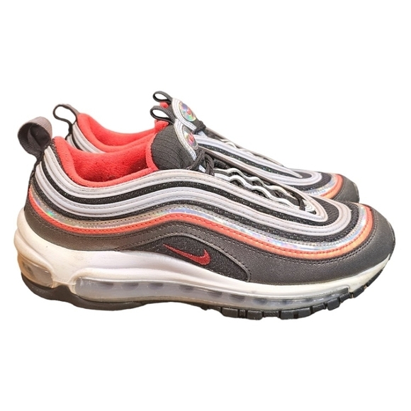 Nike Air Max 97 Fp Noir Crimson Size 6Y Womens Size 7.5 Comfort Lace Up - Picture 1 of 9